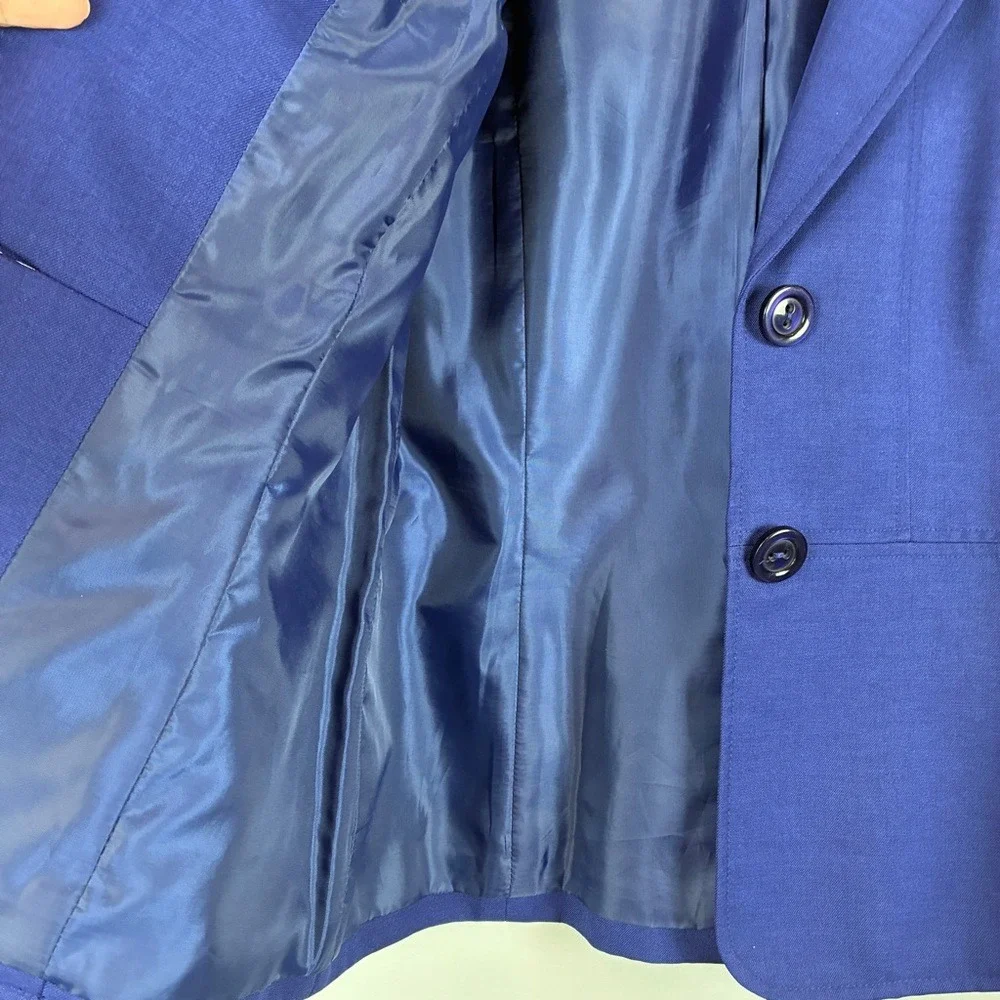 Kasper Blazer 10 Polyester Professional Royal Blue Career Chic Office Siren - Picture 8 of 14